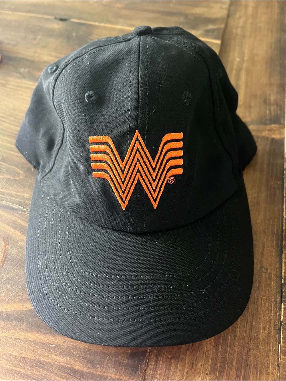 Whataburger Black Baseball Cap with Orange W Logo